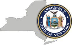 Outline of New York State & the NYS Assembly Seal