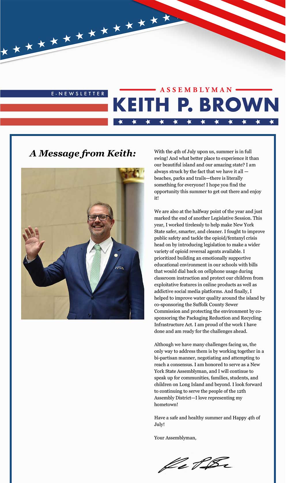 Assemblyman Keith Brown’s Summer 2024 Newsletter