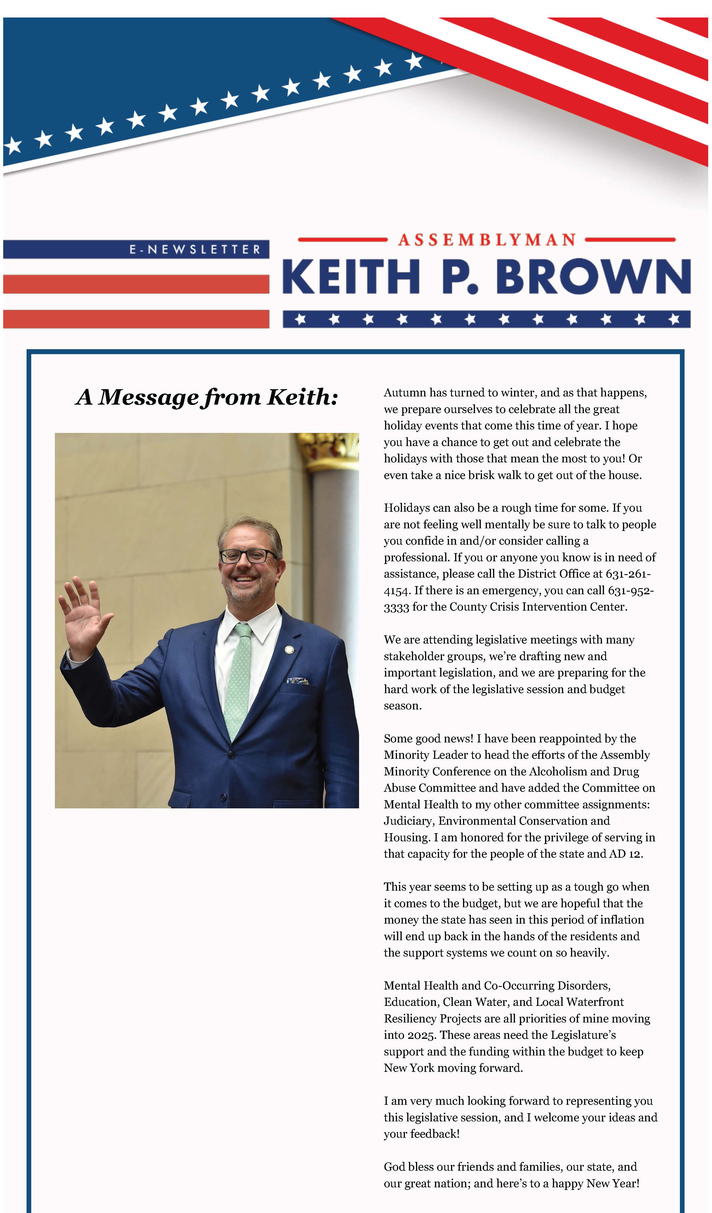 Assemblyman Keith Brown’s Winter 2024 Newsletter