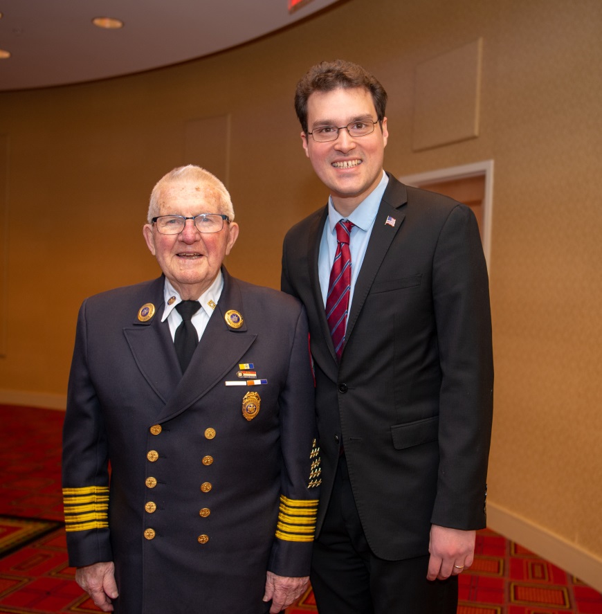 Assemblyman John Mikulin (R,C,I,Ref-Bethpage) had the pleasure of meeting Mr. Farmingdale himself, Donald E. Snyder, former chief of the Wantagh Fire Department.