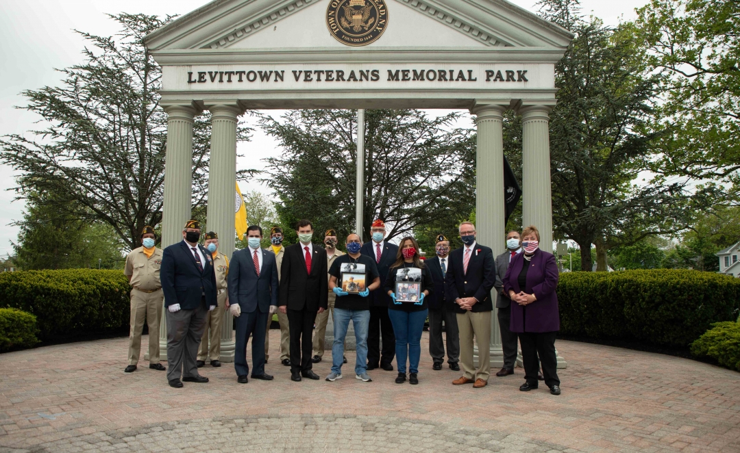 Assemblyman John Mikulin (R,C,I-Bethpage) joined (from left to right) Kerin Howard; Commander Peter Stasinski, VFW Post 9592; Robert Spicer; Nassau County Legislator John Ferretti; Joseph Donarumma; M