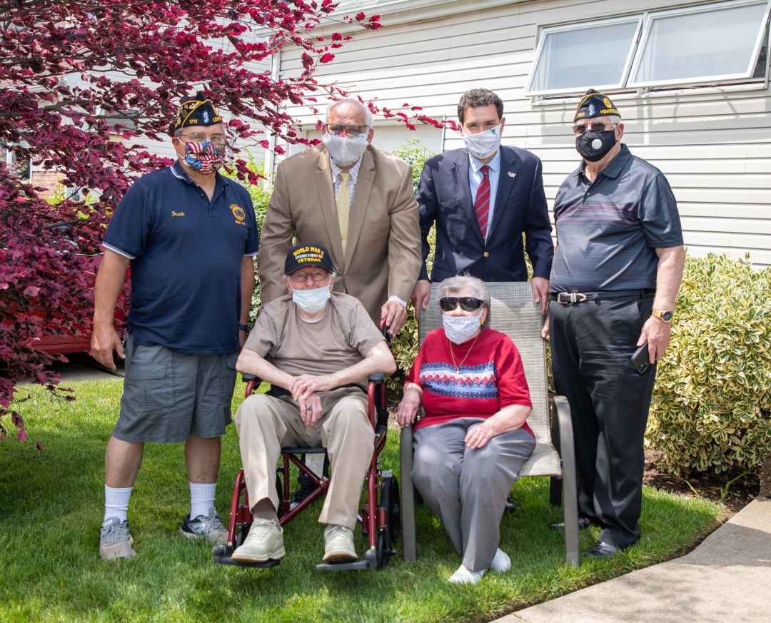 Assemblyman John Mikulin (R,C,I-Bethpage) with (left to right, back row) Commander Frank Marcinek, American Legion Post 1711; Town of Hempstead Councilman Dennis Dunne; Mikulin; Nassau County American