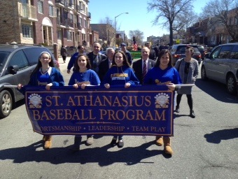 Assemblymember William Colton with Councilmember Mark Treyger at the St. Athanasius Youth  Program opening Baseball Parade.