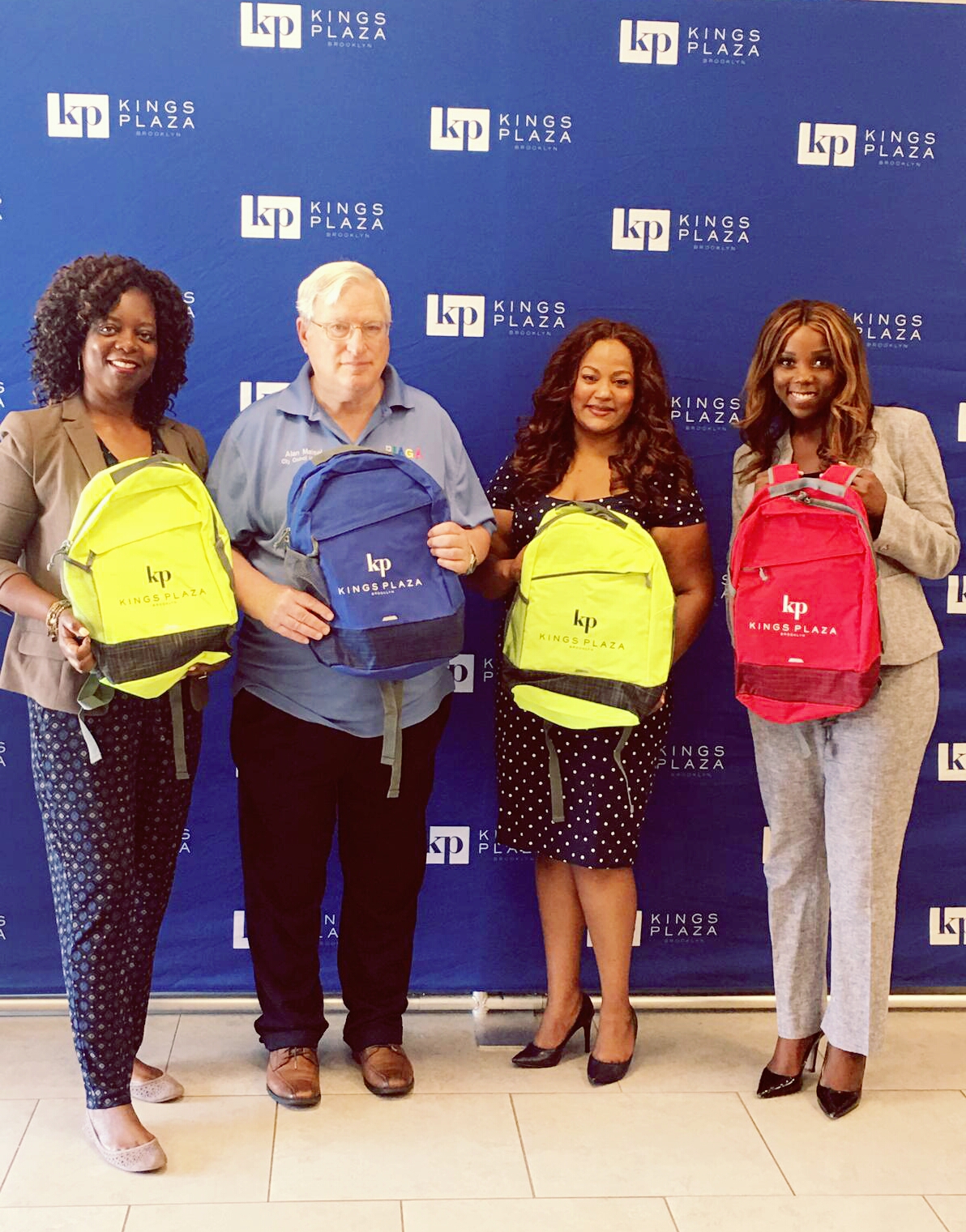 Kings Plaza's Annual Back to School Backpack Giveaway with Councilman Alan Maisel and Councilwoman Farah Louis.