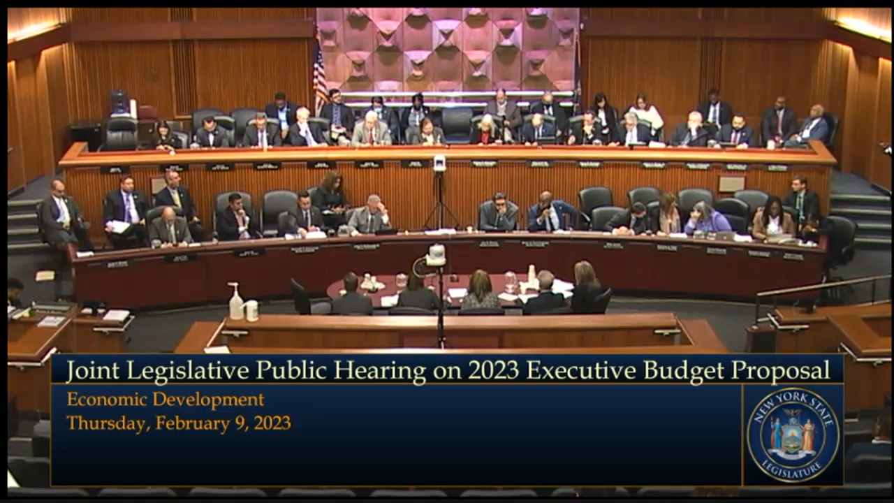 Economic Development Commissioner Testifies During a Budget Hearing on Economic Development and the Arts