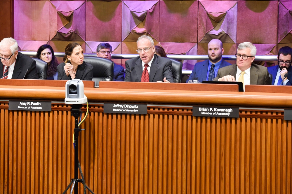 Assemblyman Dinowitz speaking as Chair of the Committee on Corporations Authorities and Commissions during today's hearing on the Public Service Commission's Clean Energy Standard.
