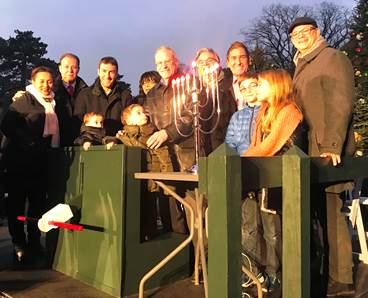 Menorah Lighting and Holiday Train Show at the New York Botanical Gardens Sunday December 3rd . Pictured from left to right are Senator Marisol Alcantara, Assemblyman Mark Gjonaj, Eric Dinowitz, Assem