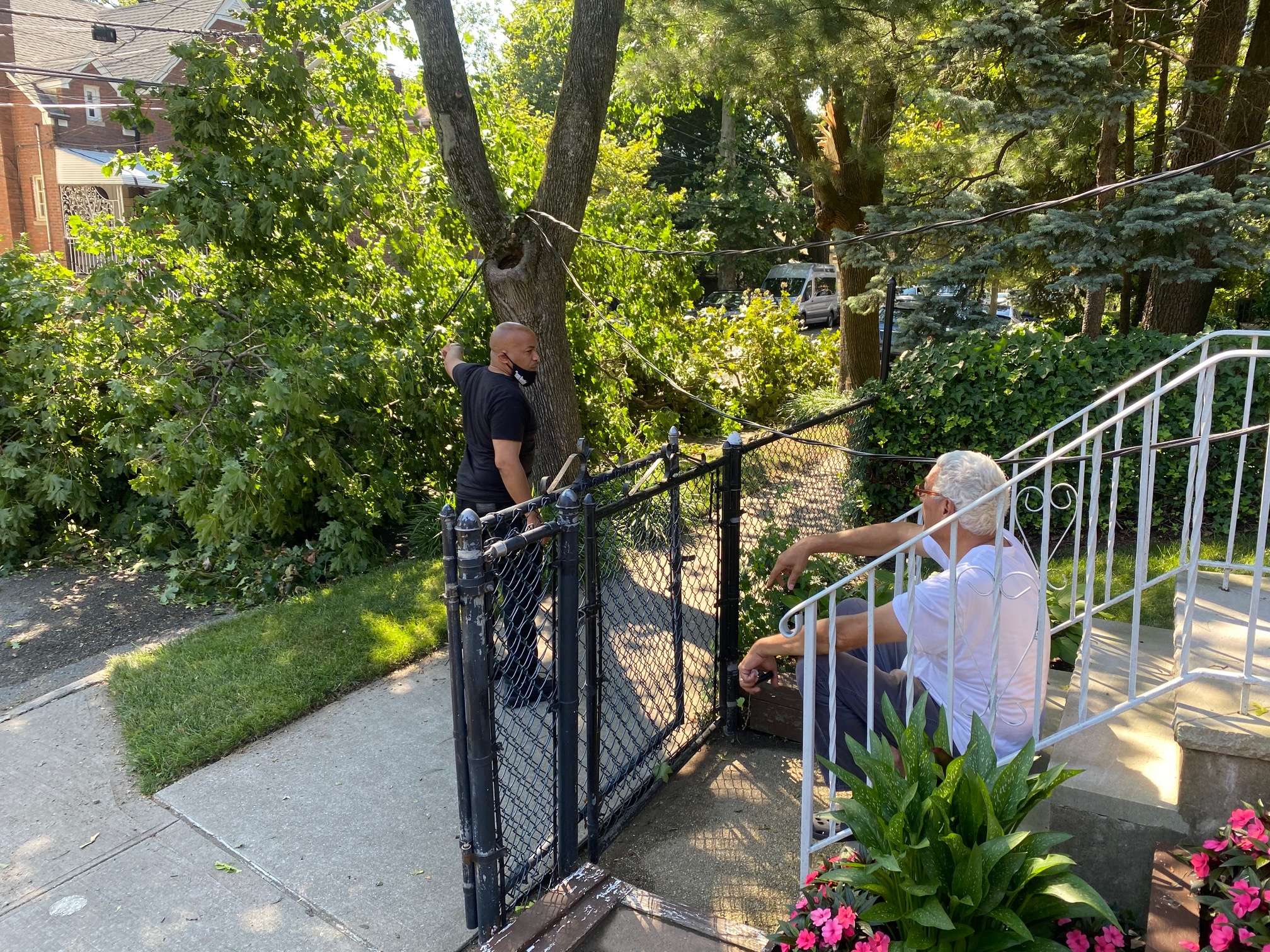 After Tropical storm Isias touched down in NYC, Speaker Heastie along with staff went out to assess damages, speak with concerned constituents, and liaised with Con Edison leadership to remove downed 