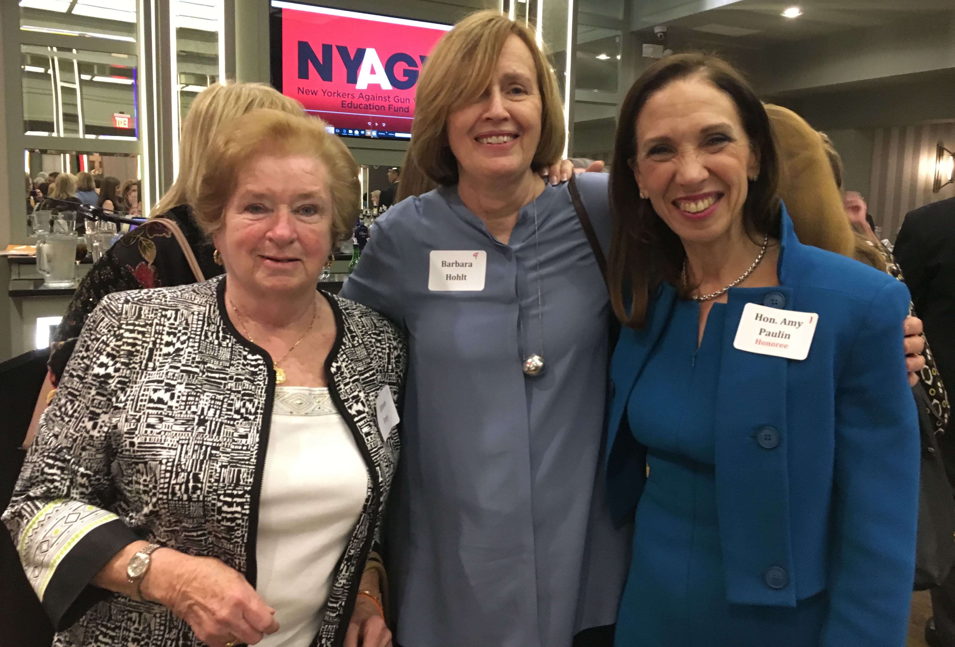 Assemblymember Amy Paulin was honored at the Westchester Regional Benefit for New Yorkers Against Gun Violence Education Fund on April 26, 2018. The event also honored former NYAGV Executive Director