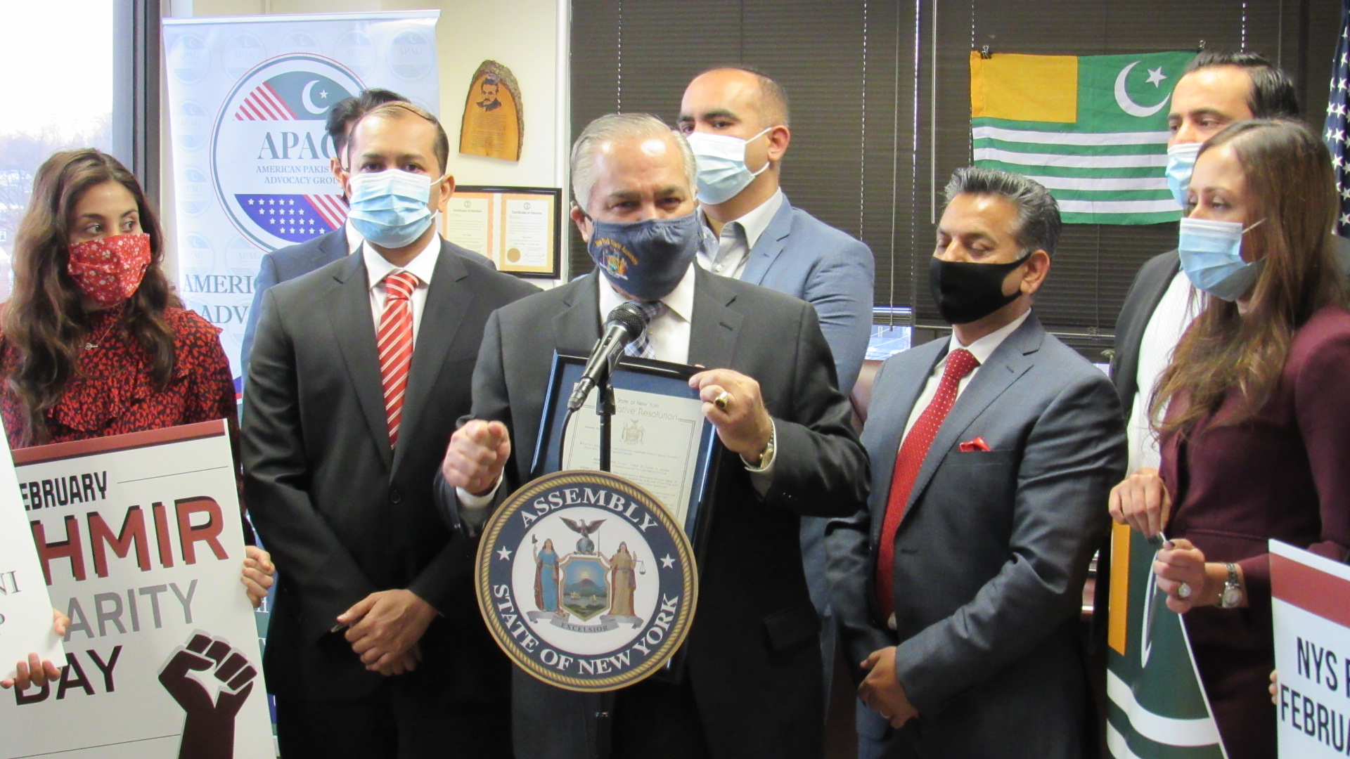 Assemblyman Sayegh presents official proclamation creating Kashmir American Day to members of the American Pakistani Advocacy Group