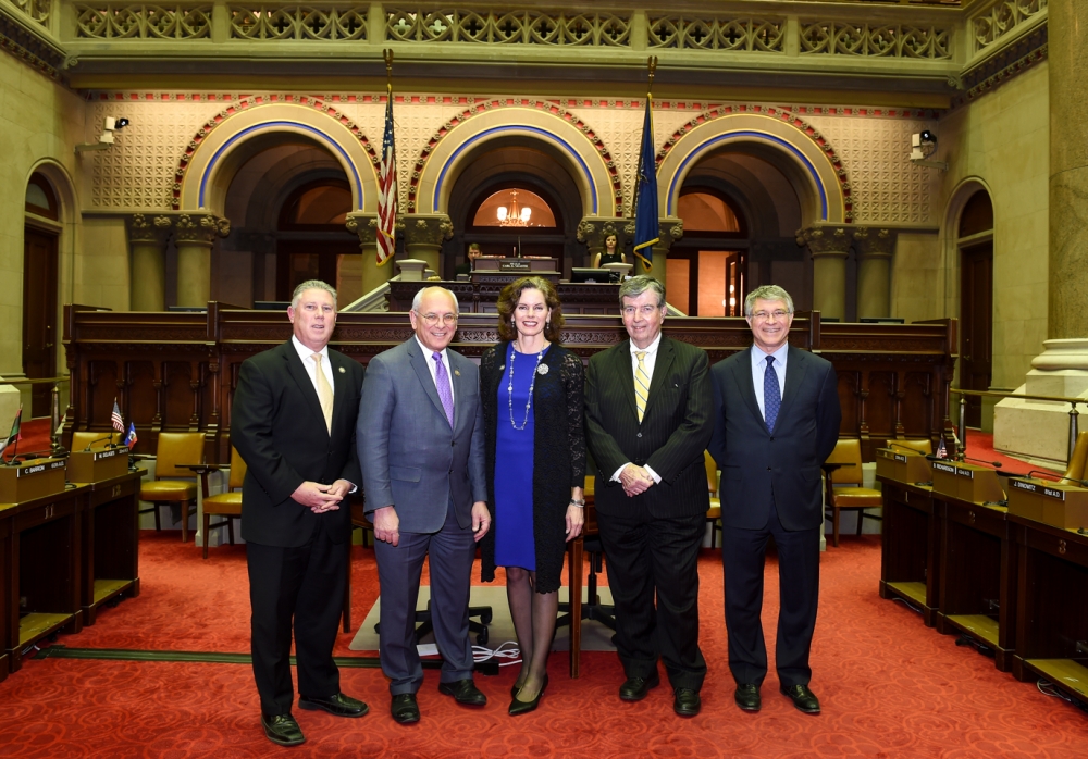 Assemblymember Fahy joins her Capital Region Delegation colleagues for their Swearing in on December 29, 2016 in the NYS Assembly Chambers. (Left to right – NYS Assemblymember John McDonald, U.S. Cong