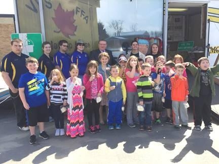 Assemblyman Ken Blankenbush (R,C,I-Black River) is joined by students from Westmoreland Elementary School and the Future Farmers of America students from Vernon-Verona-Sherill School District.