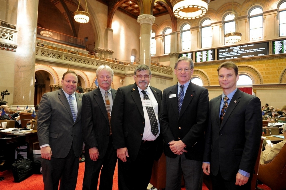 Pictured left to right are Assemblyman Phil Palmesano, State Disaster Coordinating Team Co-Chair Steve Monroe, Red Cross State Official Michael Hoplight, American Red Cross Sullivan Trail Chapter Exec