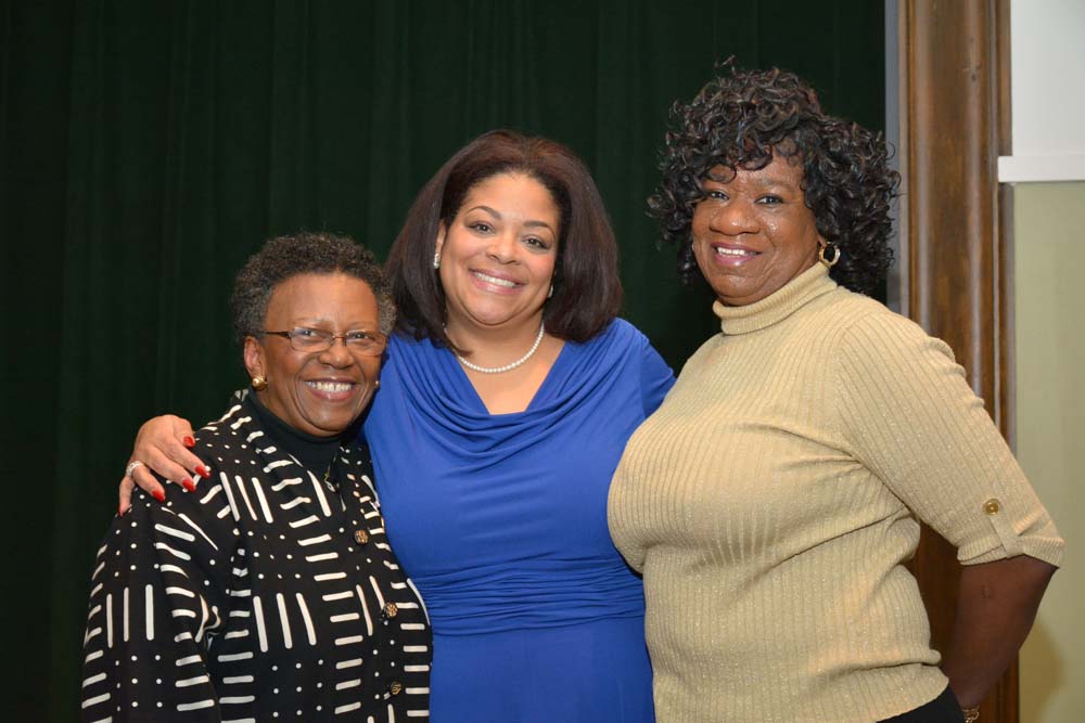 Onondaga County Legislator & Minority Leader Linda Ervin and Onondaga County Legislator Monica Williams join Assemblymember Pamela J. Hunter at her swearing-in at Le Moyne College on December 29, 2015