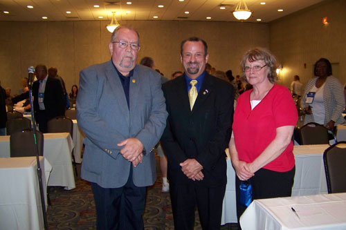 Harry Bronson attended a NYSACSP Annual Conference to discuss his proposed legislation regarding certification of central service technicians with his sister Wilma Lasher (right).