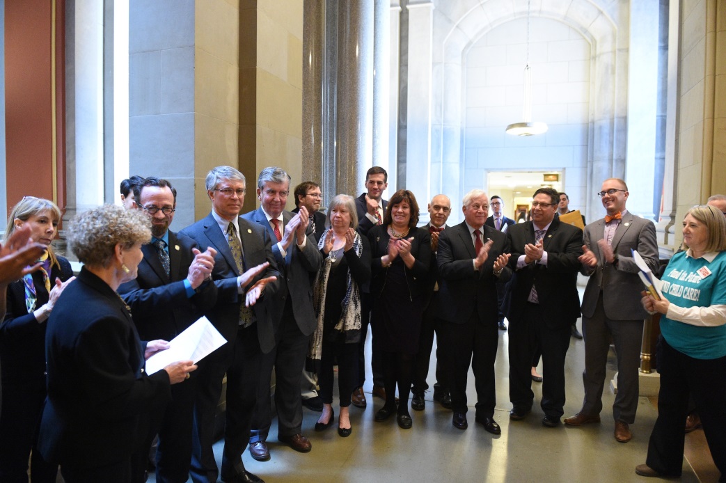 Pictured: Assemblyman Joe DeStefano (R,C,I,Ref-Medford) attends a press conference calling for an increase in funding to early childhood education on Tuesday, March 26.