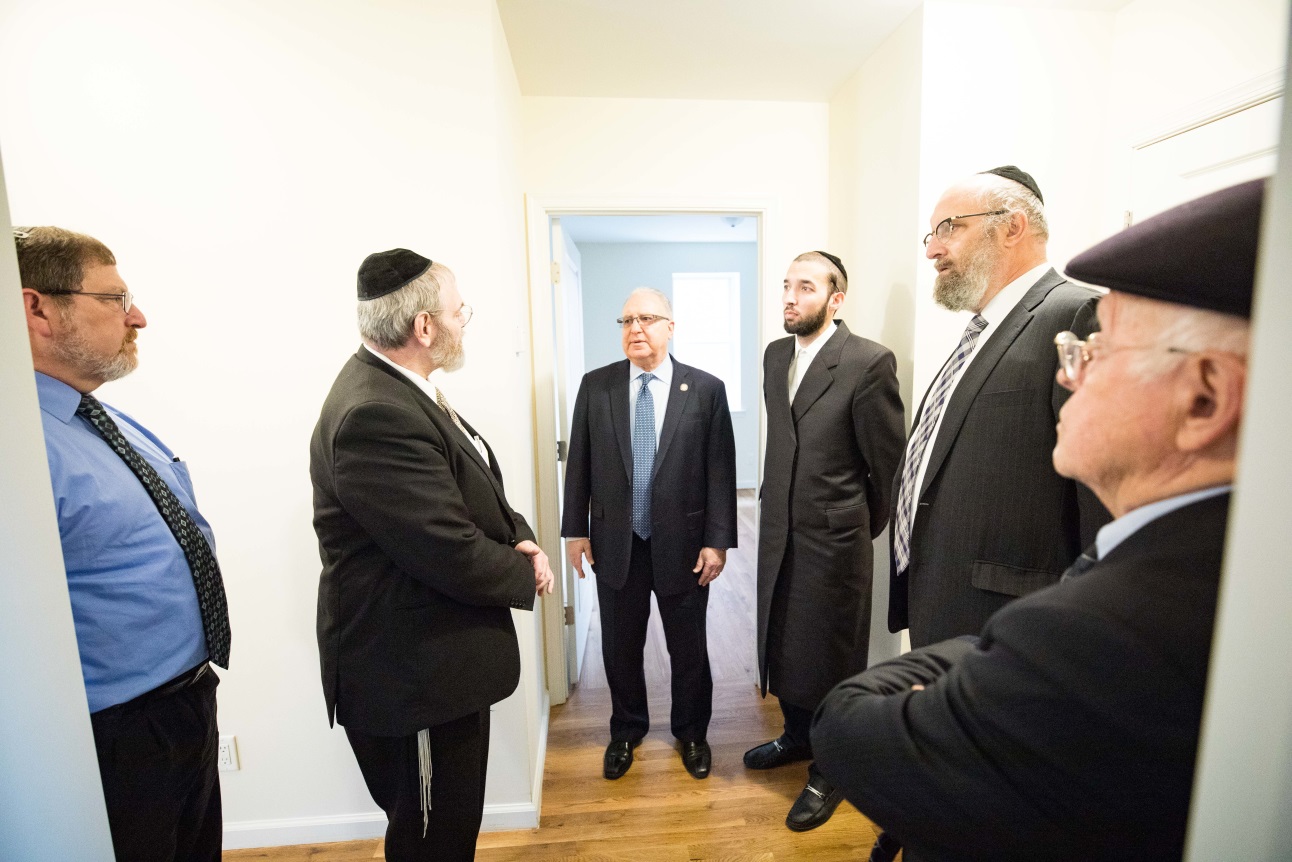 Assembly Member Simcha Eichenstein and Assembly Housing Chair Steven Cymbrowitz visit Culver El in the Borough Park neighborhood of the Brooklyn borough of New York City on Monday, April 15.