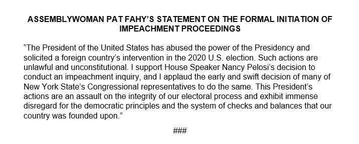 Statement on the Formal Initiation of Impeachment Proceedings